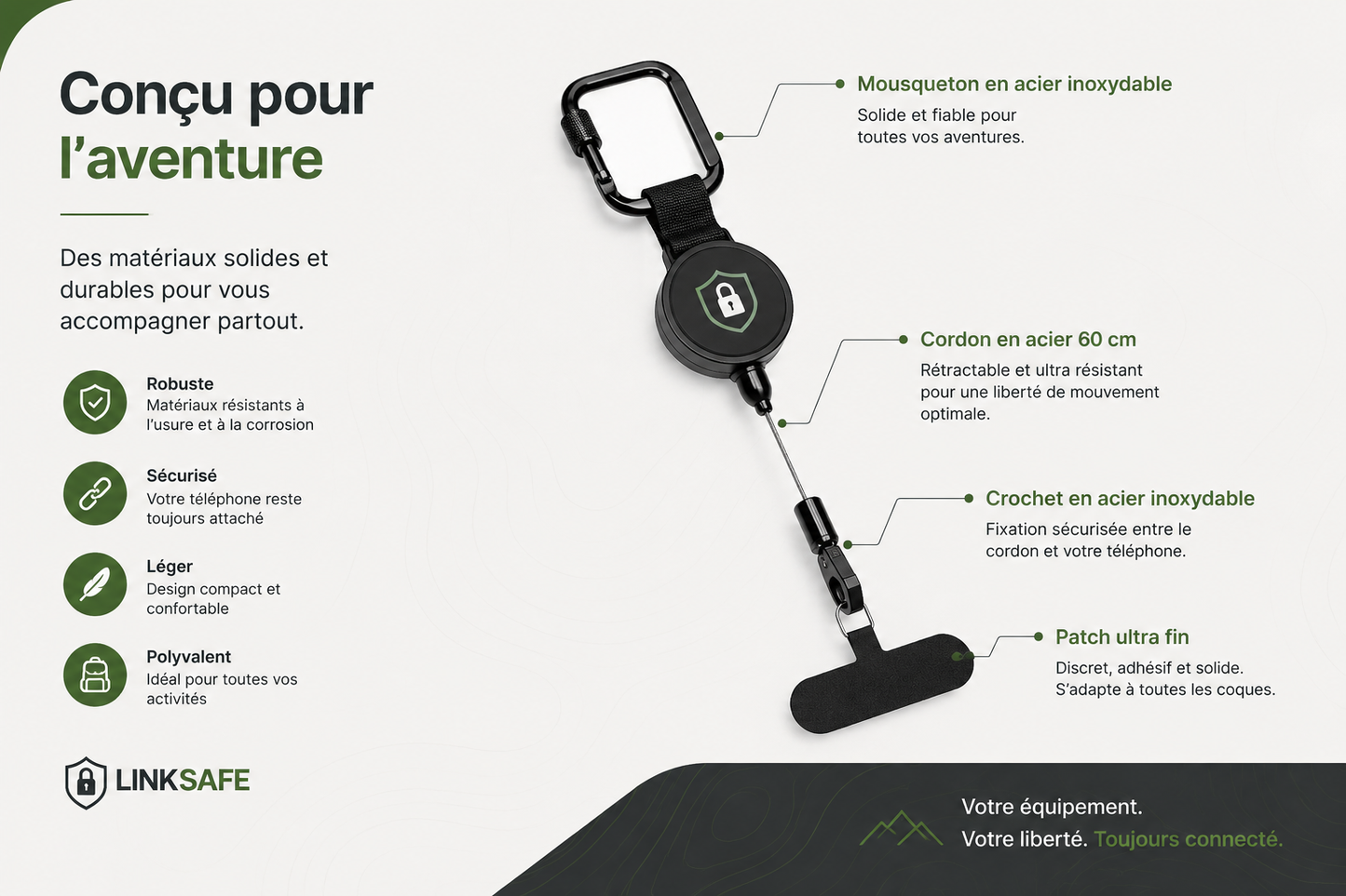 LinkSafe™ – Câble de sécurité téléphone anti-vol