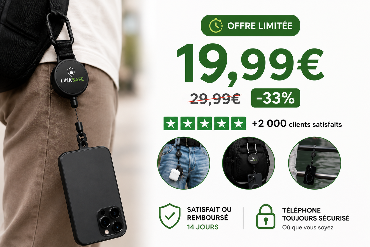 LinkSafe™ – Câble de sécurité téléphone anti-vol